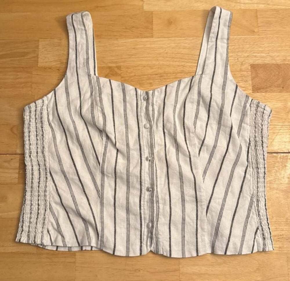 Old Navy Striped Button-Front Smocked Tank Top Size XL